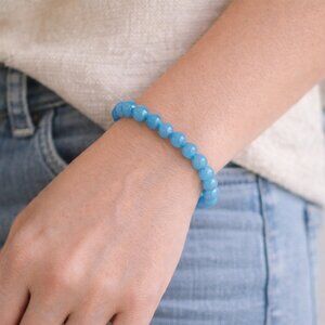 Serenity Sky Glass Bead Bracelet  7” Stretch Bracelet